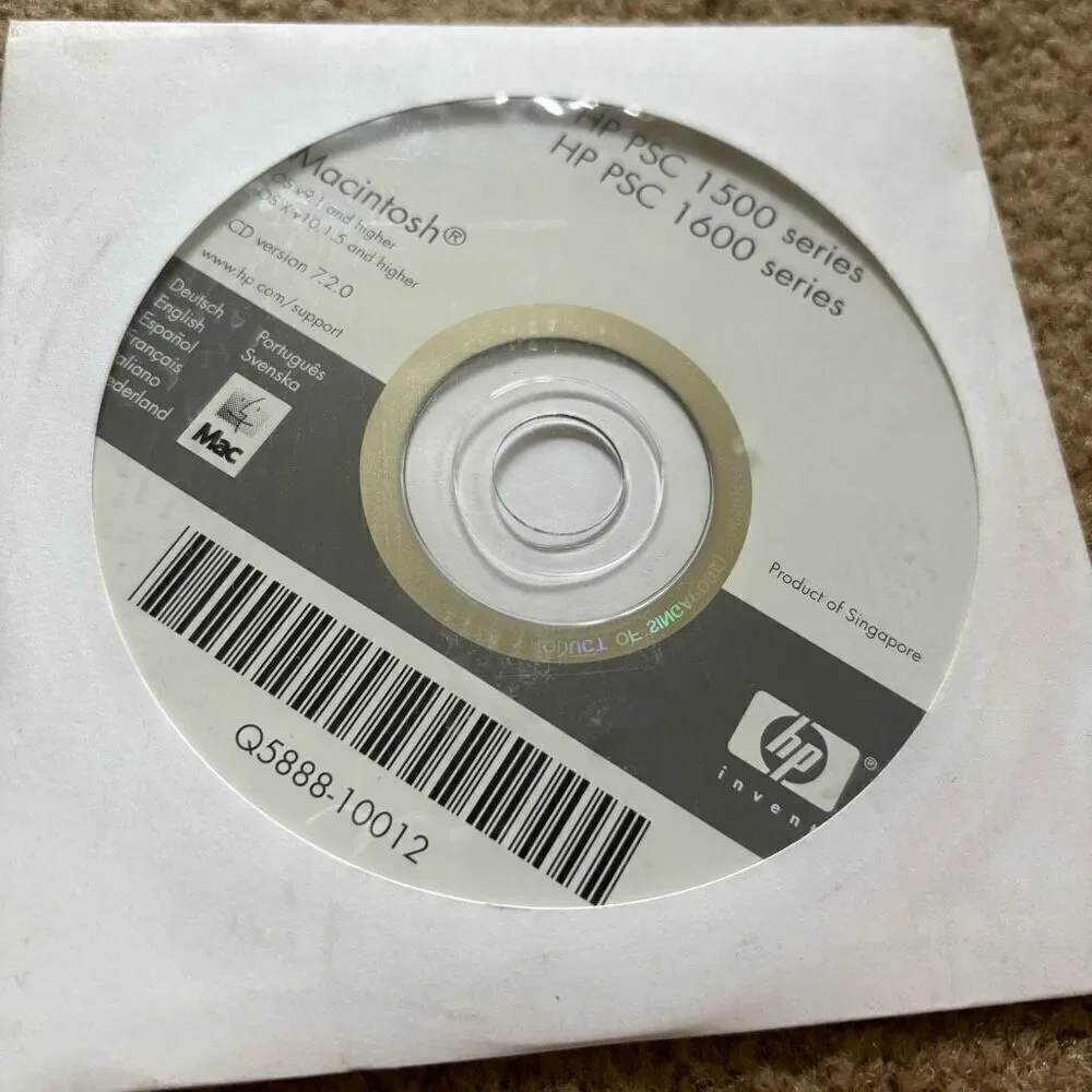 HP PSC 1500/1600 Macintosh Series Driver Disc Version 7.2 Q5888-10012